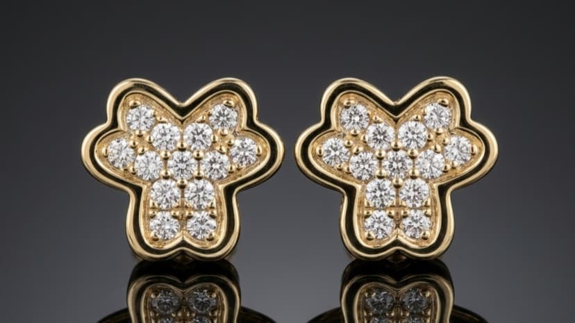 Traditional Floral Cluster Diamond Stud Earrings - Jaipur Jewellers
