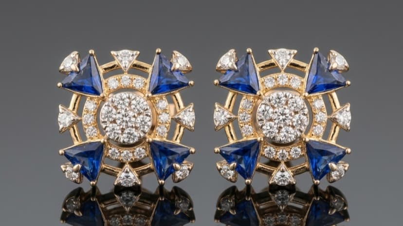 Exclusive Sapphire and Diamond Stud Earrings - Jaipur Jewellers