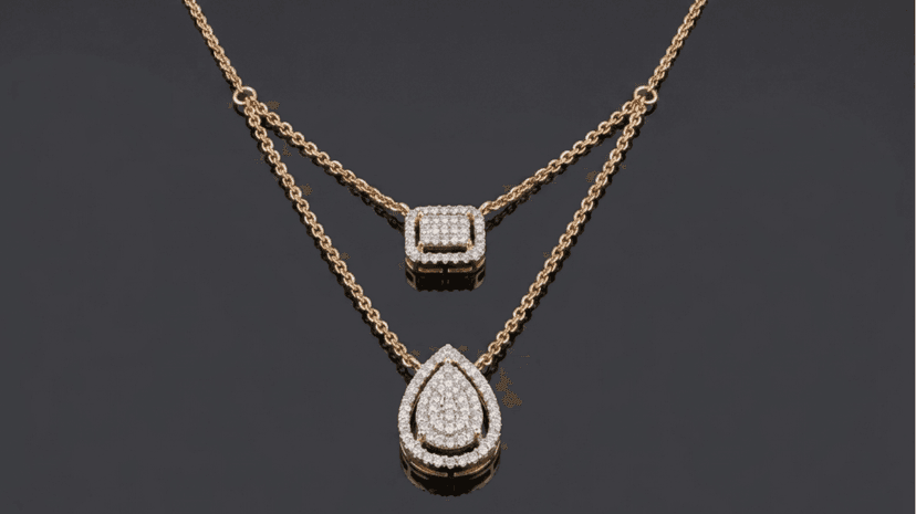 Elegant Double-Layered Diamond Pendant Necklace - Jaipur Jewellers