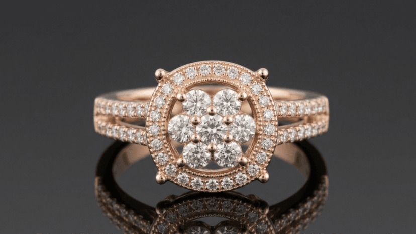 Brilliant Floral Halo Diamond Ring - Jaipur Jewellers