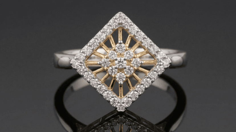 Modern Geometric Rhombus Diamond Ring - Jaipur Jewellers
